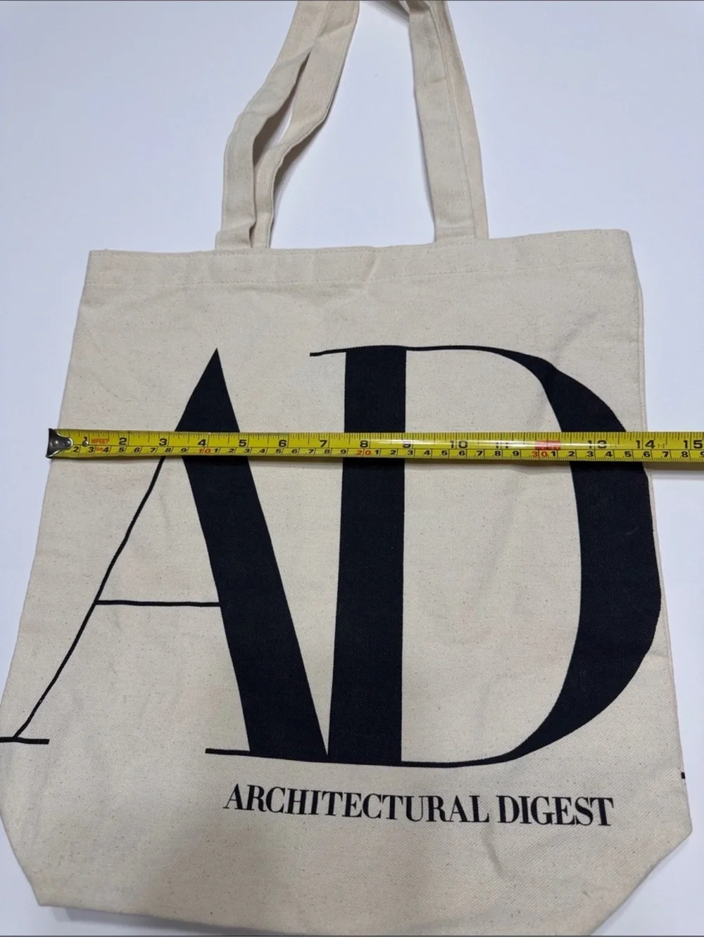 Architectural Digest Cream Canvas Tote Bag